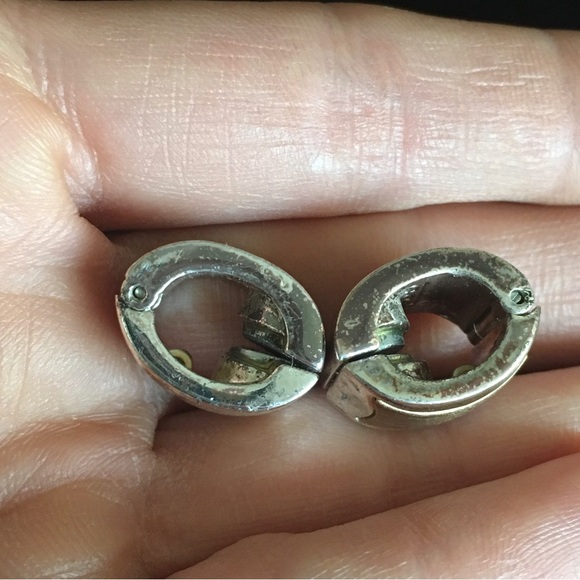 VINTAGE Monet Gold and Silver Tone Clip On Earrings - Picture 7 of 11